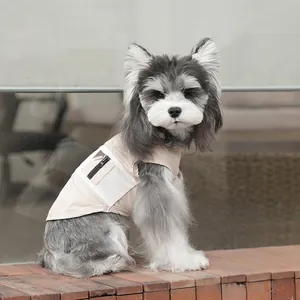 Gilet rafraîchissant pour chien beige avec mesh respirant et poche zippée pratique