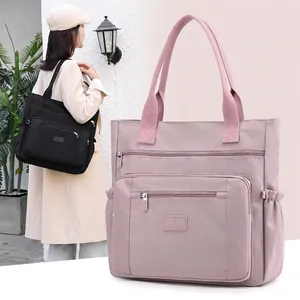 Sac À Bandoulière Femme Grande Capacité Tote En Nylon Imperméable Avec Plusieurs Poches Zippées Sac À Main Casual
