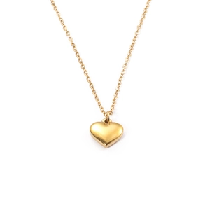 Collier minimaliste à pendentif cœur doré avec chaîne en acier inoxydable poli pour femme