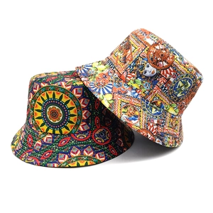 Bohemian sun hats with mandala and baroque prints for women, reversible sun protection