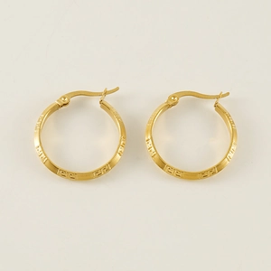Chic 18K gold plated stainless steel hoop earrings featuring classic Greek meander pattern