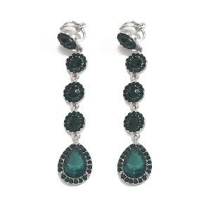 Elegante smaragdgrüne Strass-Ohrhänger mit Silberfinish in Birnenform für Damen