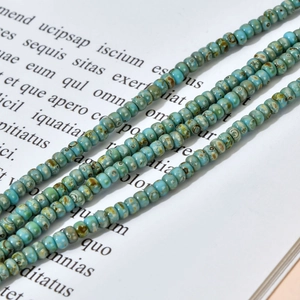 Retro turquoise beaded necklace with gold plated evil eye pendant for women in boho style