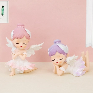 Nordic ballerina girl resin figurines with wings for desktop and car dashboard decoration