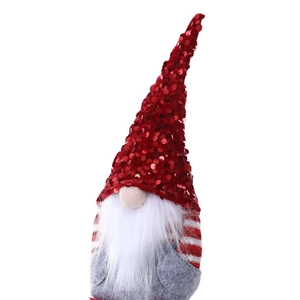 Christmas gnome doll with red sequin hat and white beard for festive home decor