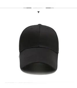 Front view of a minimalist black baseball cap featuring a premium six-panel structure