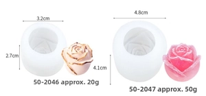 Detail showing dimensions and weight for rose flower silicone ice and candle molds