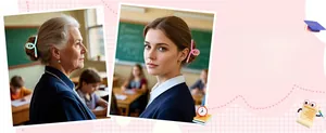 Detail showing creative pencil shaped hair clips for teachers with back to school theme