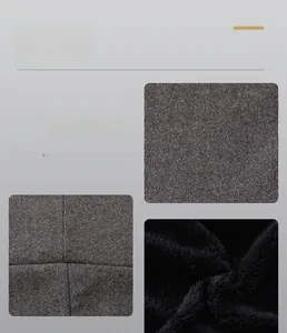 Détail du tissu tricoté gris foncé et de la doublure polaire noire épaisse du bonnet d'hiver