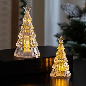 Mini glowing crystal Christmas tree LED night lights set for desktop holiday decoration