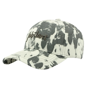 Casquette de baseball tie-dye avec broderie jubilant sur tissu à motif marbré gris et blanc
