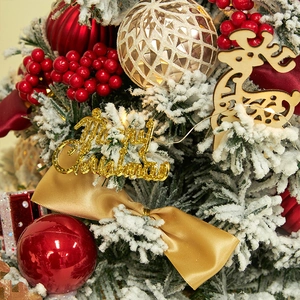0.6m mini Christmas tree tabletop decoration with red gold baubles and Merry Christmas sign