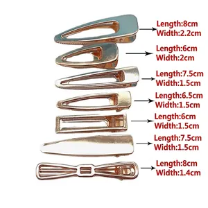 Size chart for golden minimalist hair clips showing detailed length and width dimensions