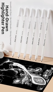 Touchcool white fine tip highlighting pens set for art sketching and black paper journaling
