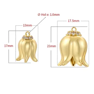 Lily of the Valley zircon pendant size guide showing dimensions for small and large sizes