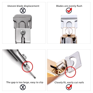 U-shaped stainless steel nail clipper comparison showing correct blade alignment and gap fit