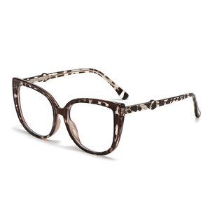 Retro cat-eye blue light blocking glasses with brown tortoiseshell frame and metal accents
