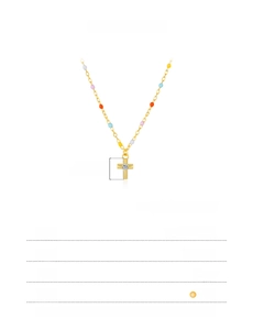Detailed specs of S925 silver rainbow cross necklace with dimensions and weight info