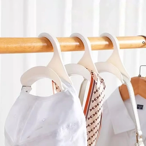 Durable white plastic arched handbag hanger for closet organization and scarves