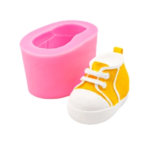 Pink silicone canvas shoe mold for DIY soap, plaster, and chocolate cake decoration