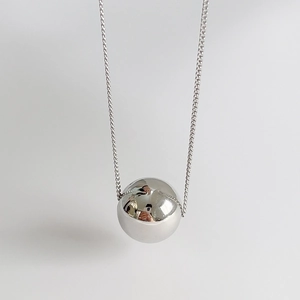 Ball Pendant Necklace 925 Sterling Silver Mirror Polished Geometric Minimalist Jewelry For Women