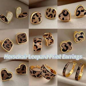 Ohrringe Mit Leopardenmuster Aus Kunstpelz Geometrische Herzform Quadrat Legierung Mit 925 Sterling Silber Ohrstecker