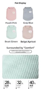 Macro detail of breathable waffle fabric texture and bear embroidery for pet vests