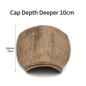 Casquette gavroche vintage marron en coton, profondeur 10 cm pour un ajustement complet