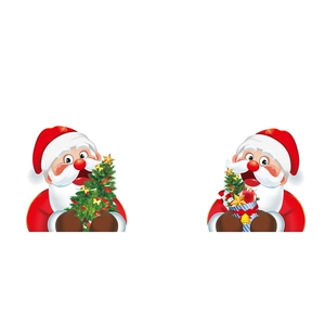 Cartoon Santa Claus static window stickers with Christmas tree and gift bag decorations