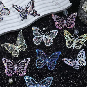Holographic butterfly PET stickers for DIY scrapbooking with vintage laser texture effect