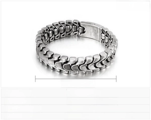 Tabella taglie dettagliata del bracciale uomo vintage a spina di drago in acciaio inox
