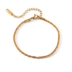Minimalist 18K gold plated stainless steel twisted rope chain bracelet with lobster clasp