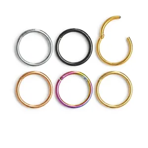 316L Stainless Steel Nose Rings Hoop Segment Ring Body Piercing Jewelry For Men Women Round Septum Rings Gold Silver Black