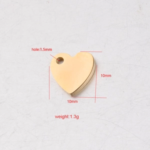 Golden mirror stainless steel hollow heart pendant 10x10mm for DIY jewelry making