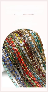 Close-up of faceted crystal rice beads with gold edges for DIY jewelry making