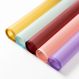 Translucent waterproof floral wrapping paper rolls in multiple matte finish colors