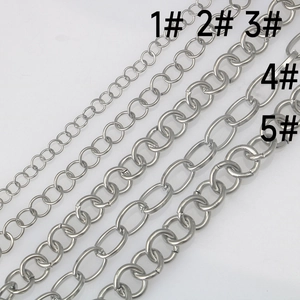 Detailed comparison of five types of stainless steel oval link chains labeled 1 to 5