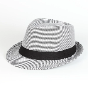 Chapeau fedora classique à rayures noires et blanches avec un élégant ruban noir