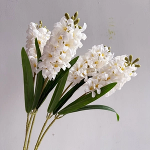Lifelike 3D touch white hyacinth artificial flowers for home and wedding decor