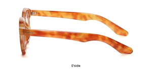 Detailed side view of vintage tortoiseshell glasses frame with CE mark on the temple