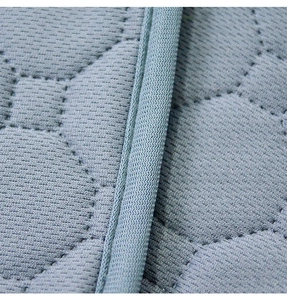 Macro shot of breathable honeycomb mesh fabric and quilted seams on the pet training mat