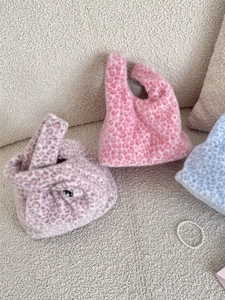 Sac À Main En Peluche À Imprimé Léopard Mini Tote En Fausse Fourrure Avec Doublure À Carreaux Doux Décontracté