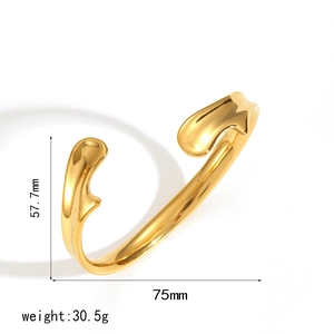 Bracciale rigido irregolare in acciaio inossidabile oro 18k con misure e peso