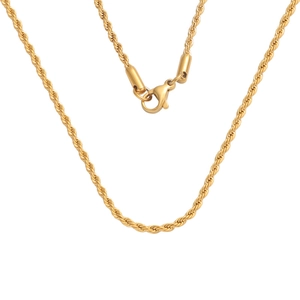 Classic 18K gold plated stainless steel twist rope chain necklace for women