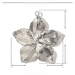 Detailed parameter view of 26mm silver flower stainless steel pendant for DIY jewelry