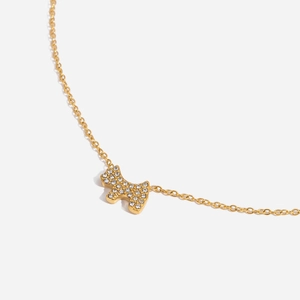 Collier classique en acier inoxydable doré avec pendentif chien serti de zircons brillants