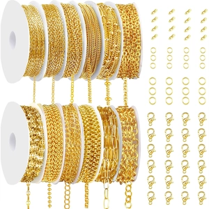 DIY Jewelry Making Chain Assortment Plated Iron Copper Cross O Chain For Necklace Bracelet Crafting With Clasps Rings