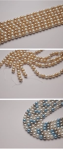 Macro detail of 8-12mm mixed color glass pearls with high luster for DIY jewelry making