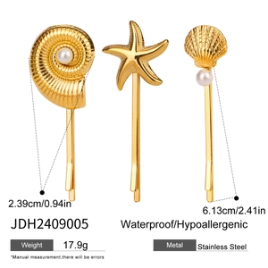 Spécifications de taille et poids pour l'ensemble de barrettes étoile de mer et coquillage