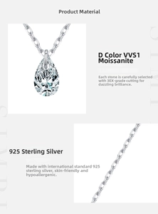 Vue macro détaillée du pendentif moissanite couleur D VVS1 en argent sterling 925